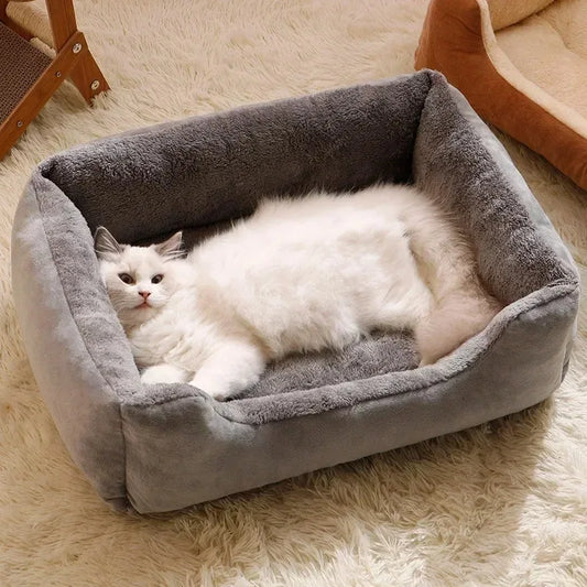 Plush Pet Bed for Cats & Small Dogs – Soft Basket House with Cushion