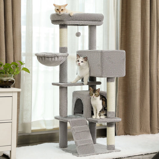56.3" Cat Tree for Large Cats with Extra-Large Perch & Hammock
