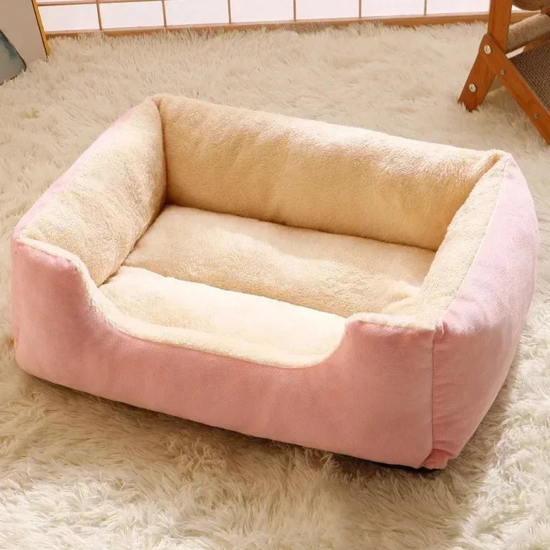 Plush Pet Bed for Cats & Small Dogs – Soft Basket House with Cushion