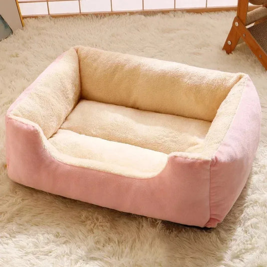 Plush Pet Bed for Cats & Small Dogs – Soft Basket House with Cushion
