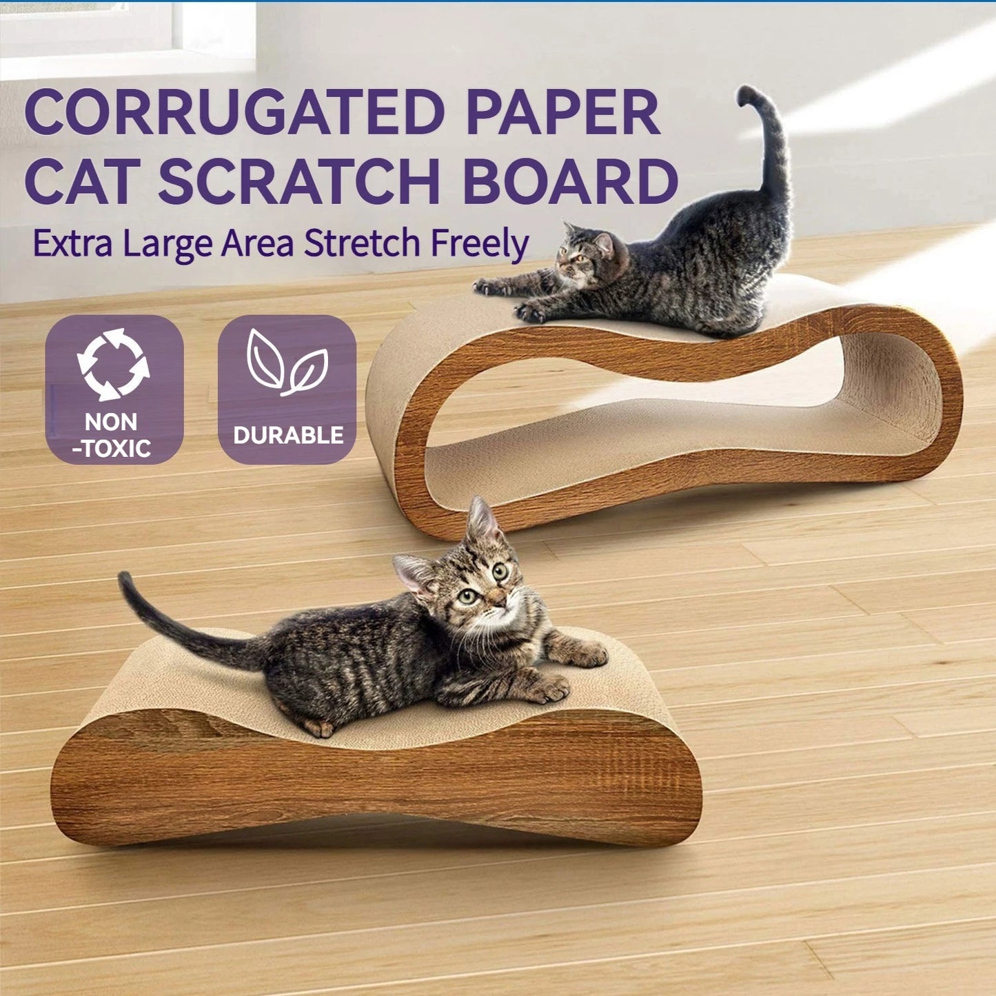 2-in-1 Cat Scratcher Lounge Bed – Durable Cardboard Pad