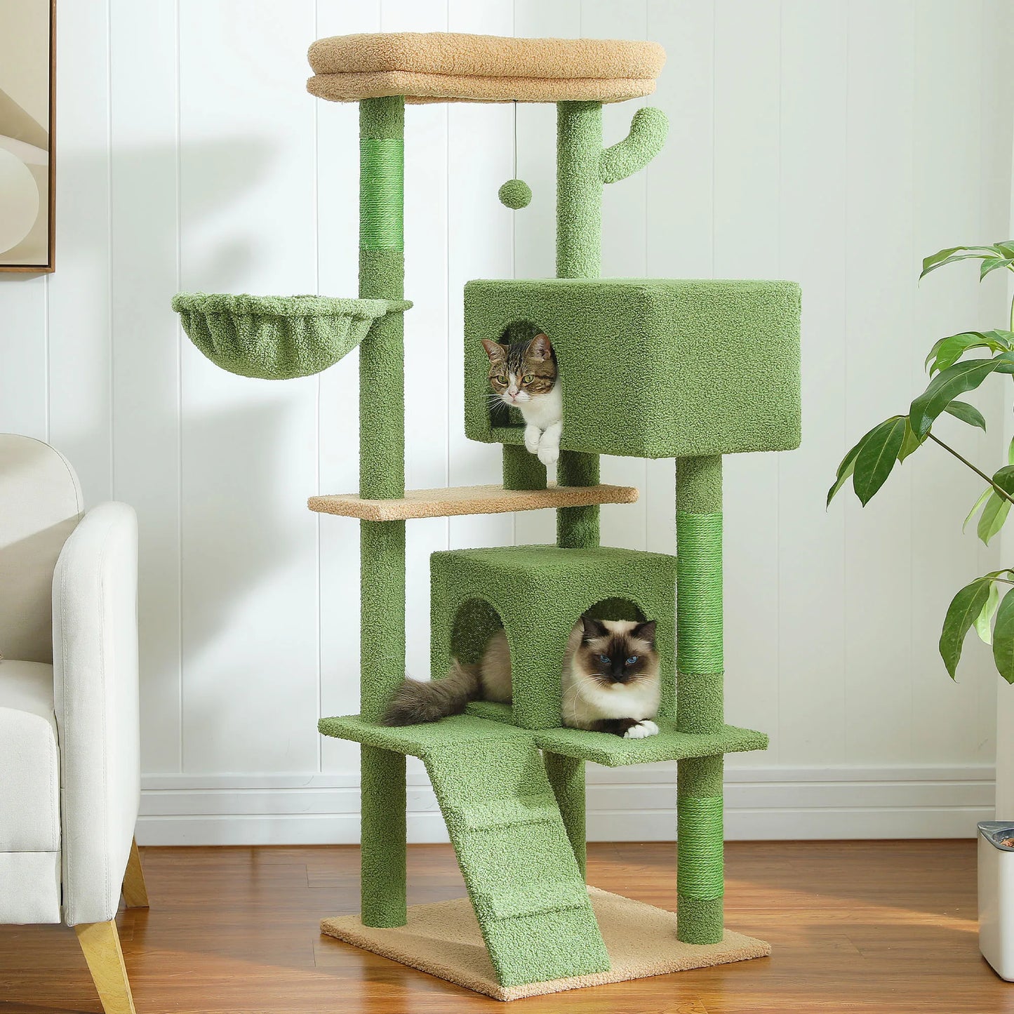 56.3" Cat Tree for Large Cats with Extra-Large Perch & Hammock