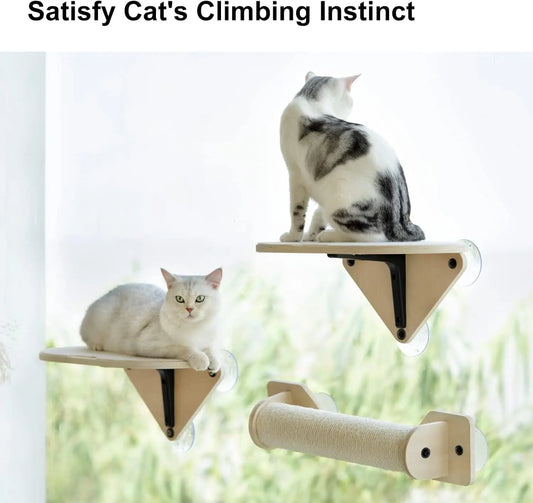 Mewoofun Cat Window Perch Hammock with Climbing Steps and Scratching Post